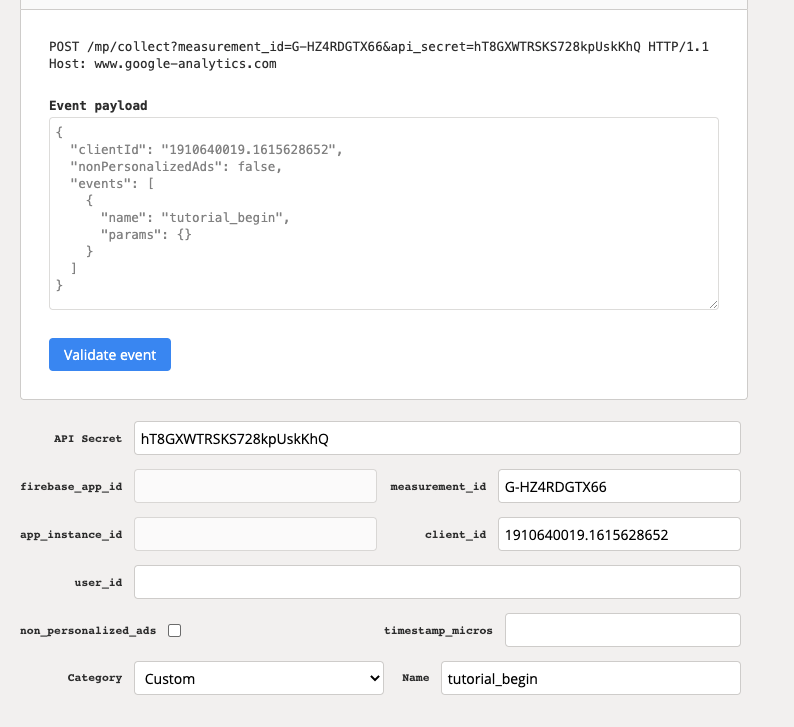 Google Analytics 4 中用Measurement Protocol API发送数据